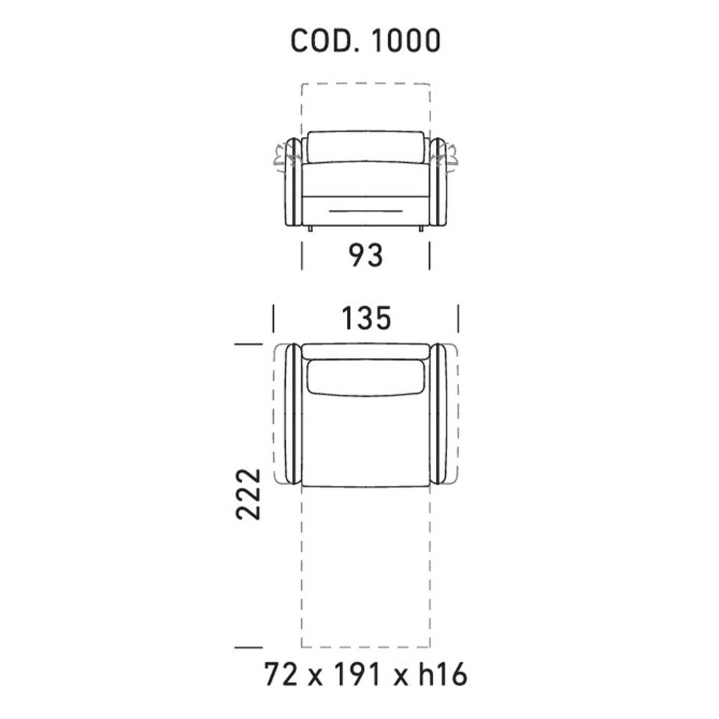 Dienne Salotti Schlafsofa Deep in Stoff cod. 1000 B135 x T105 x H73cm Schlafsofa Stoff
