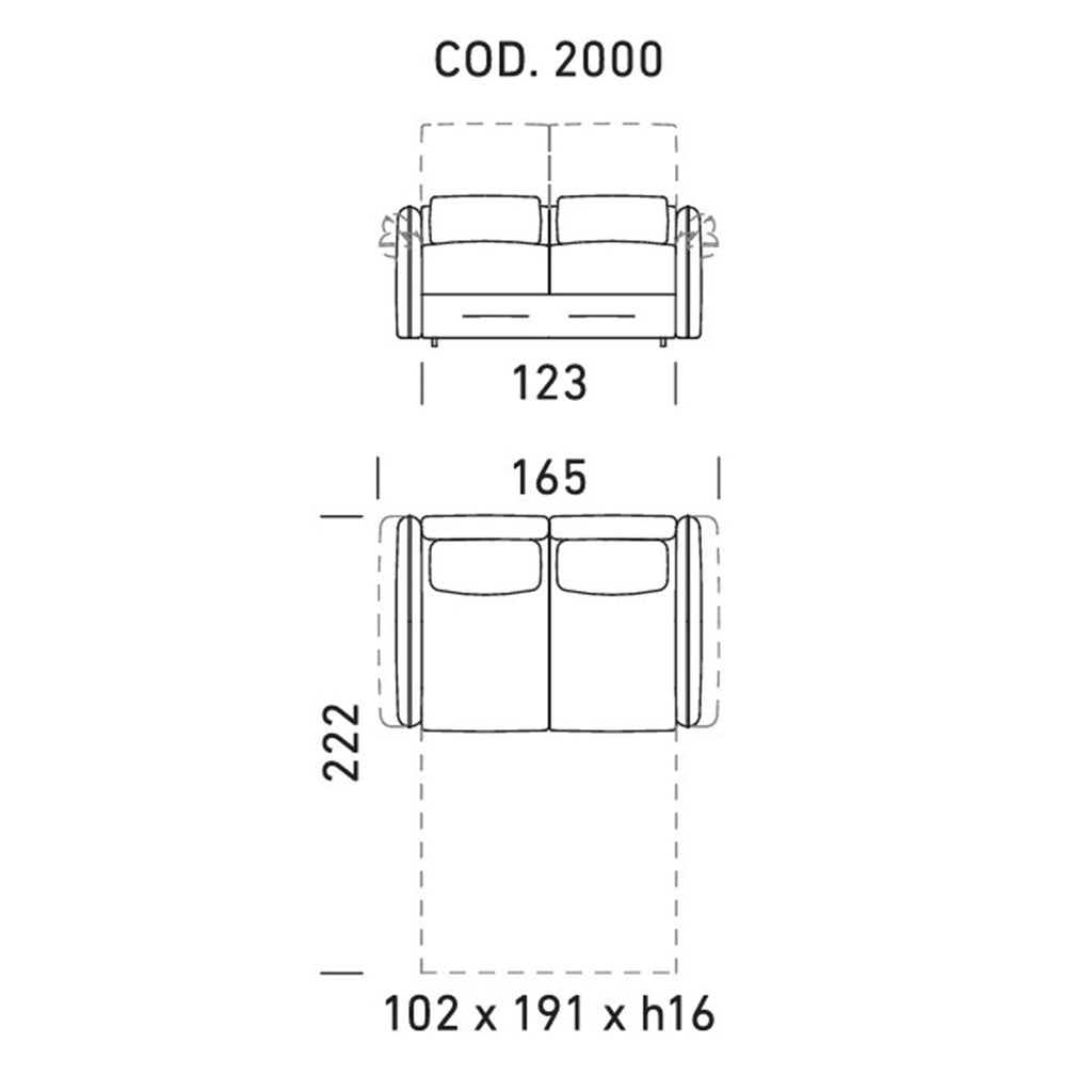 Dienne Salotti Schlafsofa Deep in Stoff cod. 2000 B165 x T105 x H73cm Schlafsofa Stoff