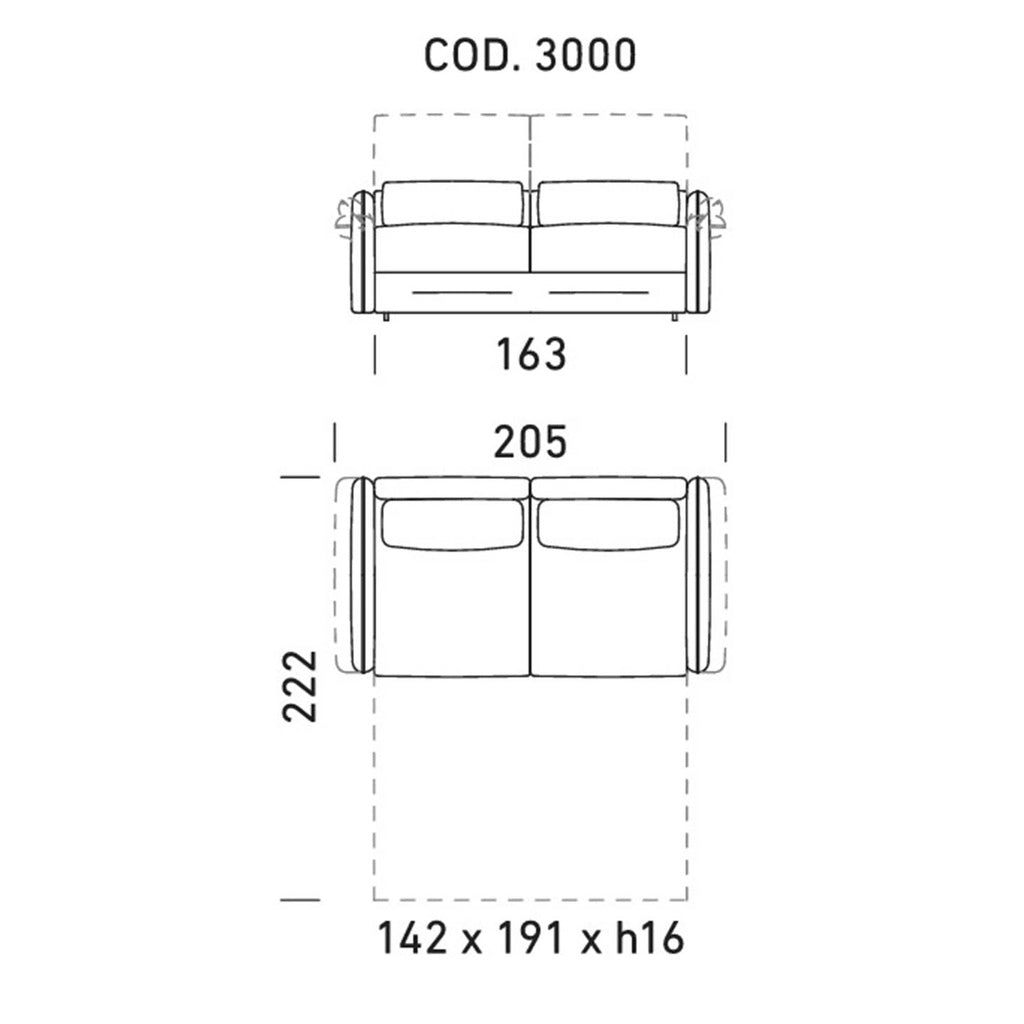 Dienne Salotti Schlafsofa Deep in Stoff cod. 3000 B205 x T105 x H73cm Schlafsofa Stoff