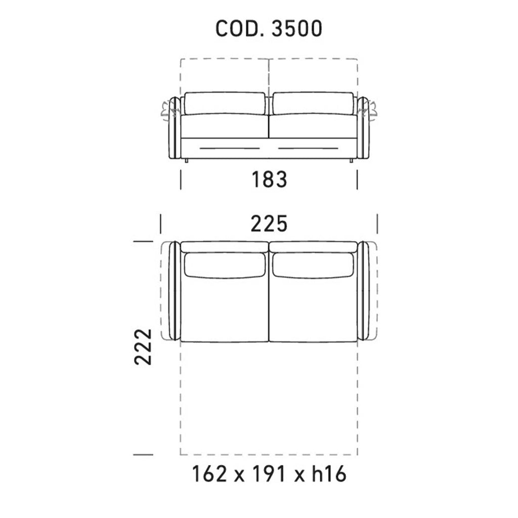 Dienne Salotti Schlafsofa Deep in Stoff cod. 3500 B225 x T105 x H73cm Schlafsofa Stoff