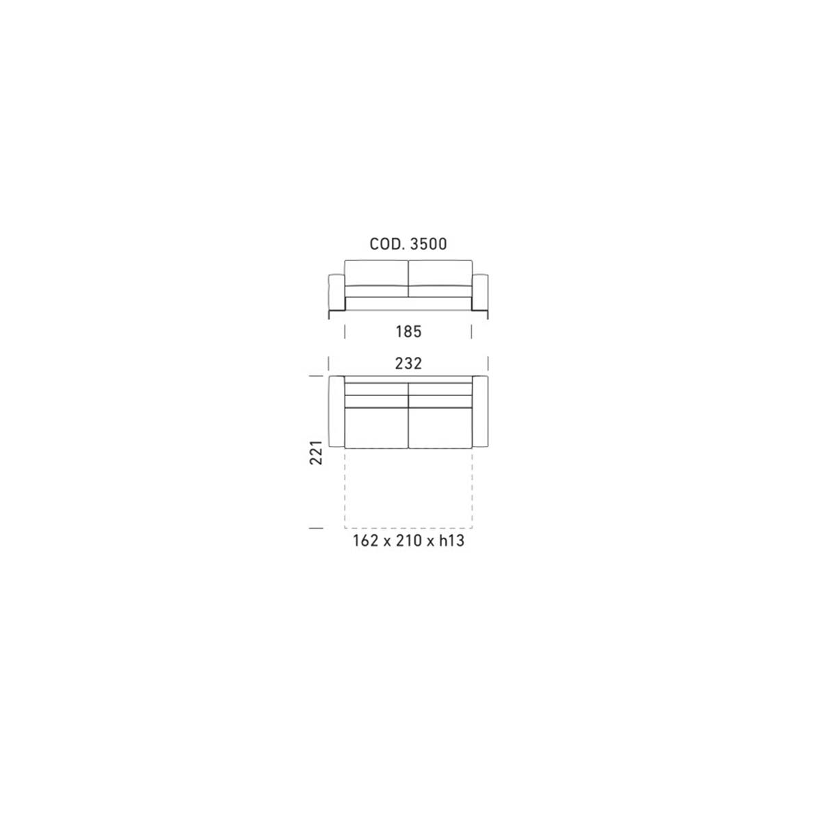 Dienne Salotti Schlafsofa Life in Stoff cod. 3500 B232 x T105 x H86cm Schlafsofa Stoff