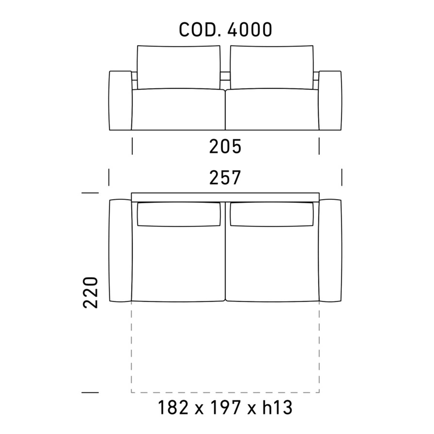 Dienne Salotti Schlafsofa MORE in Stoff cod. 4000 B257 x T113 x H93cm Schlafsofa Stoff