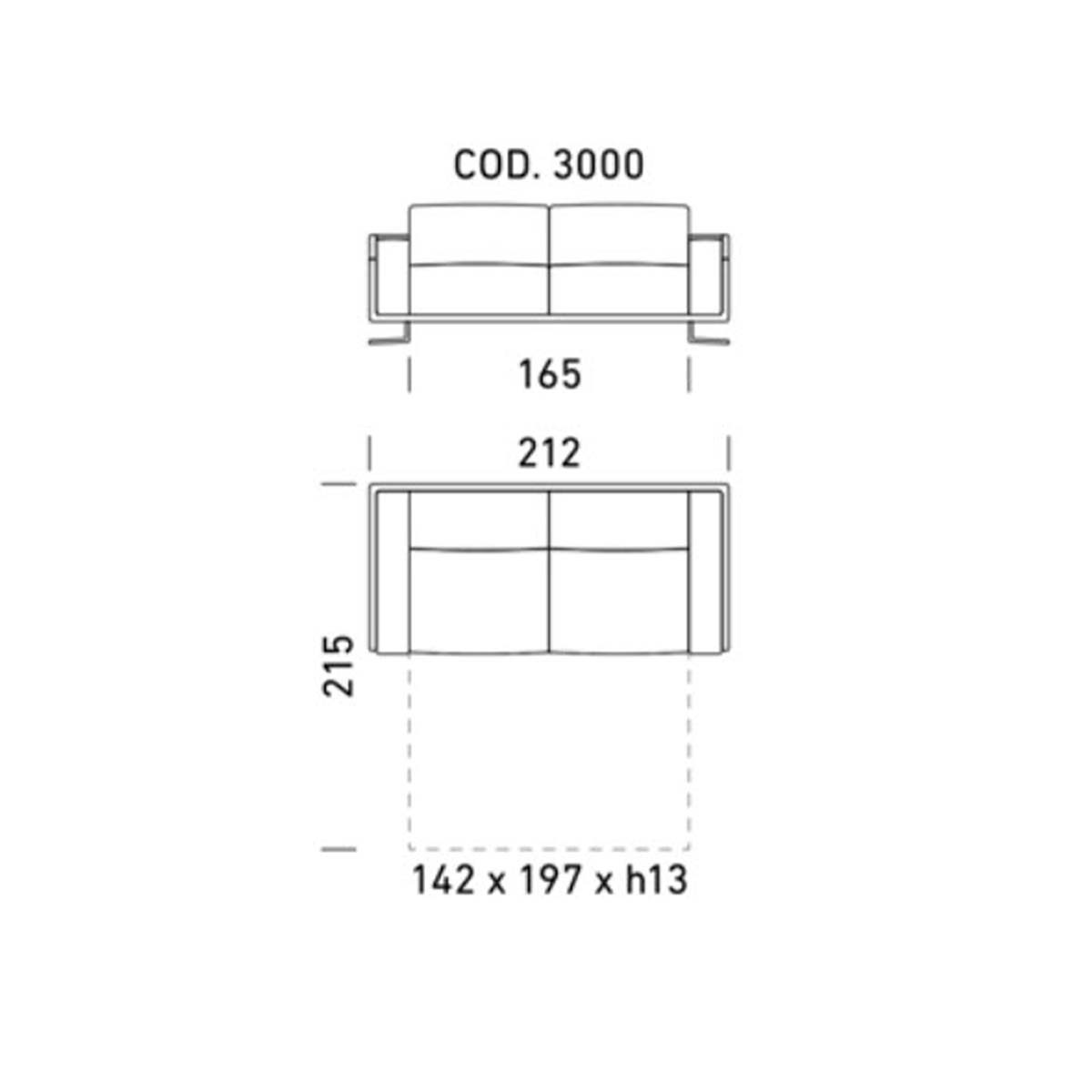 Dienne Salotti Schlafsofa Space Cod. 3000 B212 x T100 x H82cm Schlafsofa Stoff