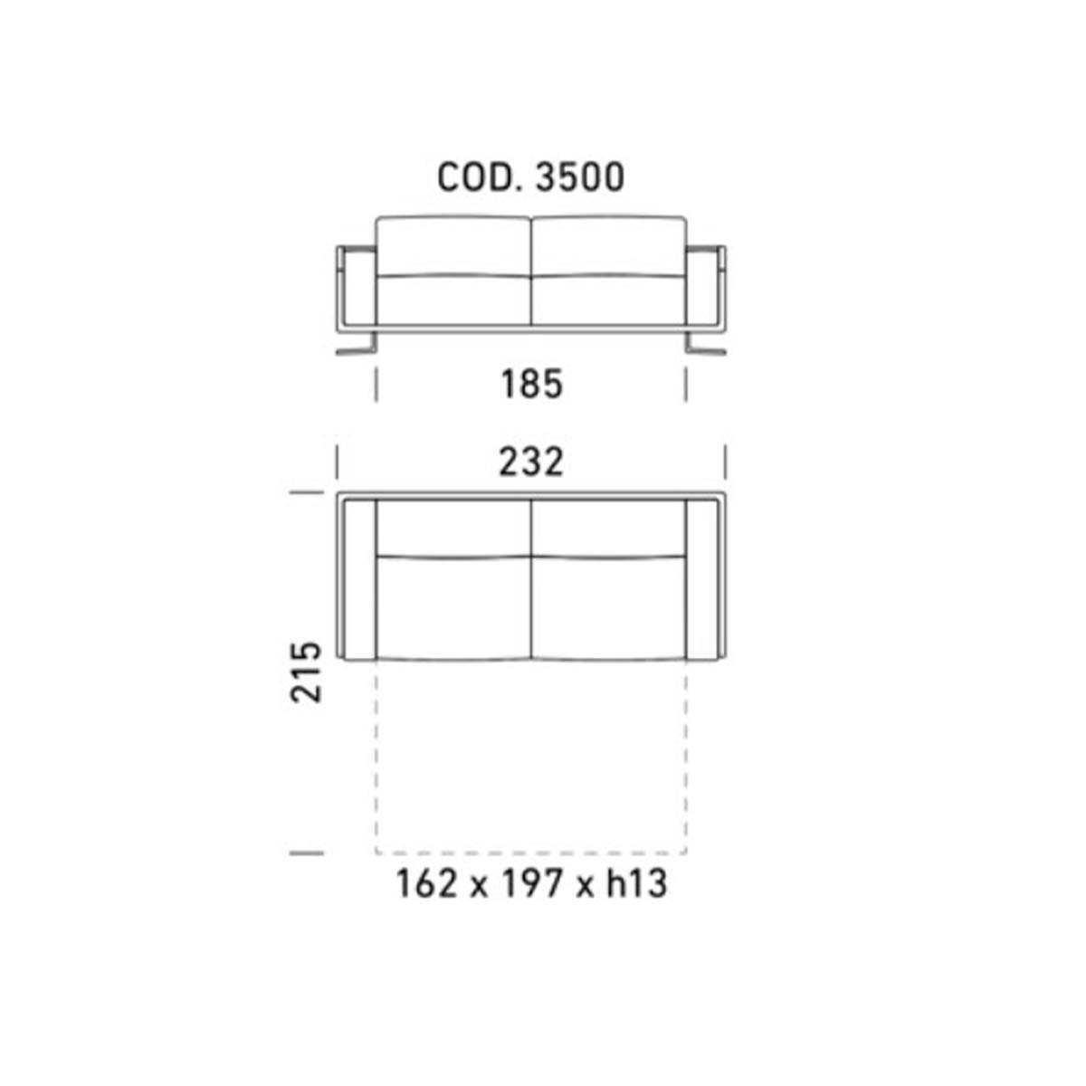 Dienne Salotti Schlafsofa Space Cod. 3500 B232 x T100 x H82cm Schlafsofa Stoff