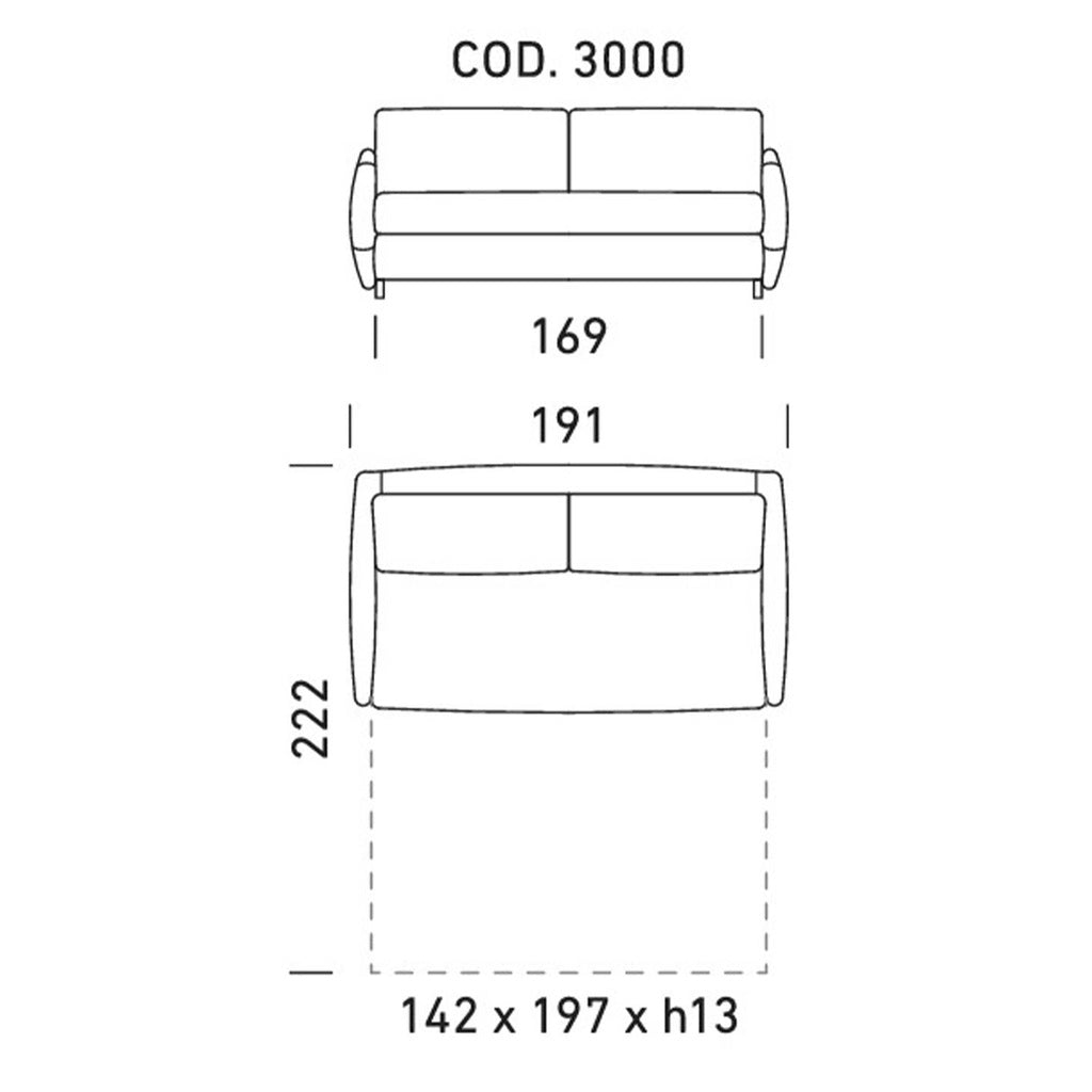 Dienne Salotti Schlafsofa TEA in Stoff cod. 3000 B191 x T108 x H83cm Schlafsofa Stoff