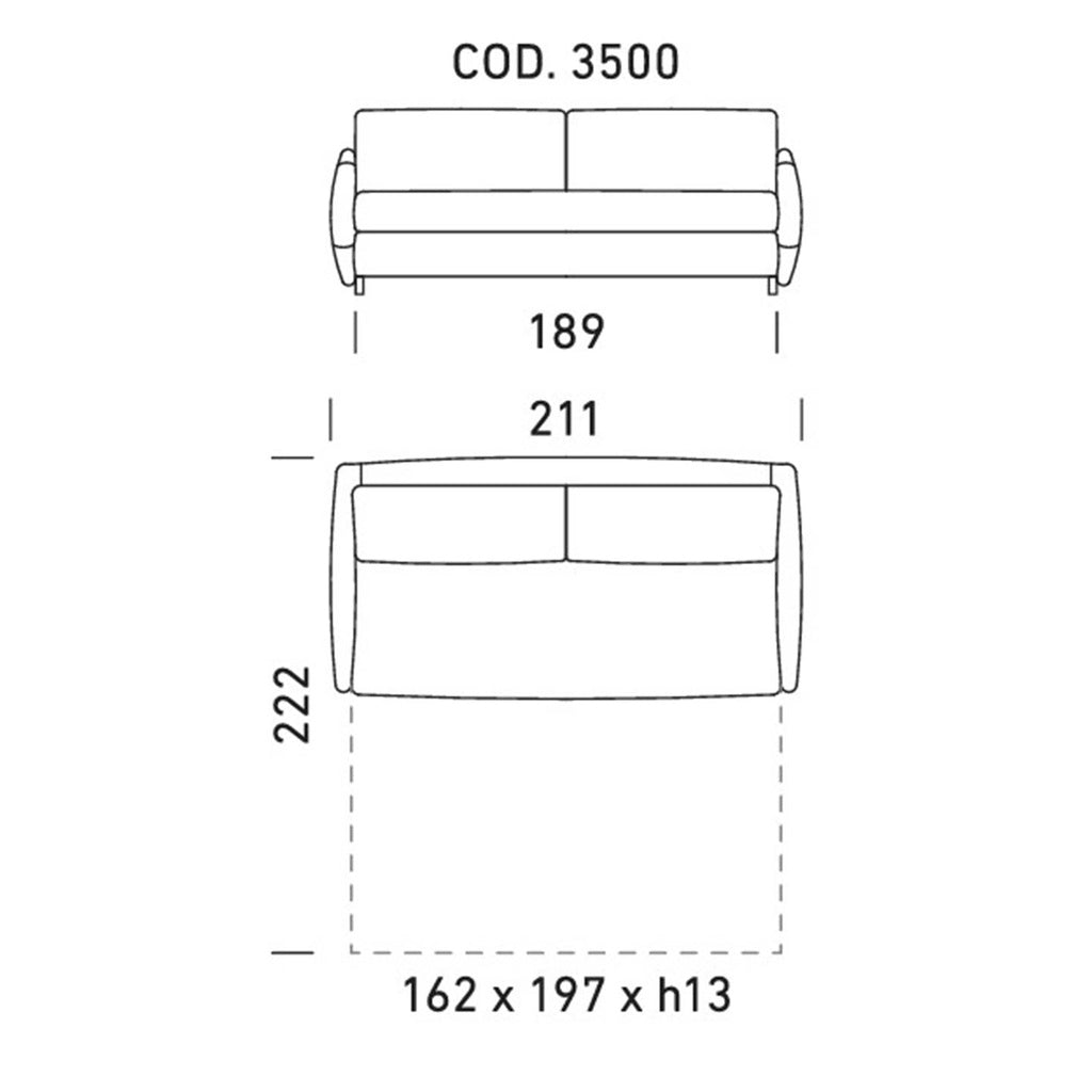 Dienne Salotti Schlafsofa TEA in Stoff cod. 3500 B211 x T108 x H83cm Schlafsofa Stoff