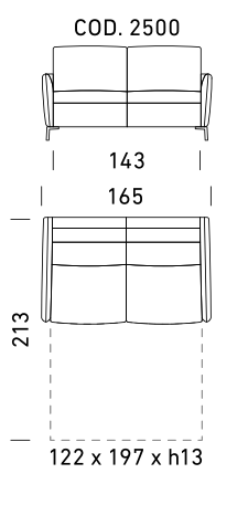 Dienne Salotti Schlafsofa Valentina in Stoff cod. 2500 B165 x T103 x H91cm Schlafsofa Stoff