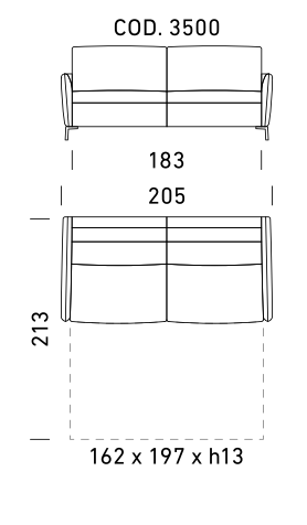 Dienne Salotti Schlafsofa Valentina in Stoff cod. 3500 B205 x T103 x H91cm Schlafsofa Stoff