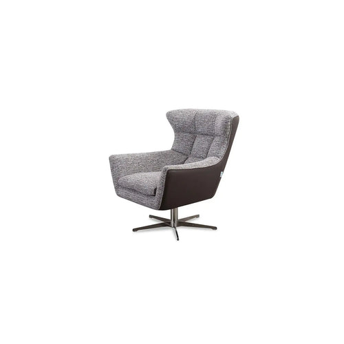 Bild 1 in Galerieansicht laden. Drehessel JACOB in Stoff Nisa rosa und Leder smooth taupe - Sessel Leder