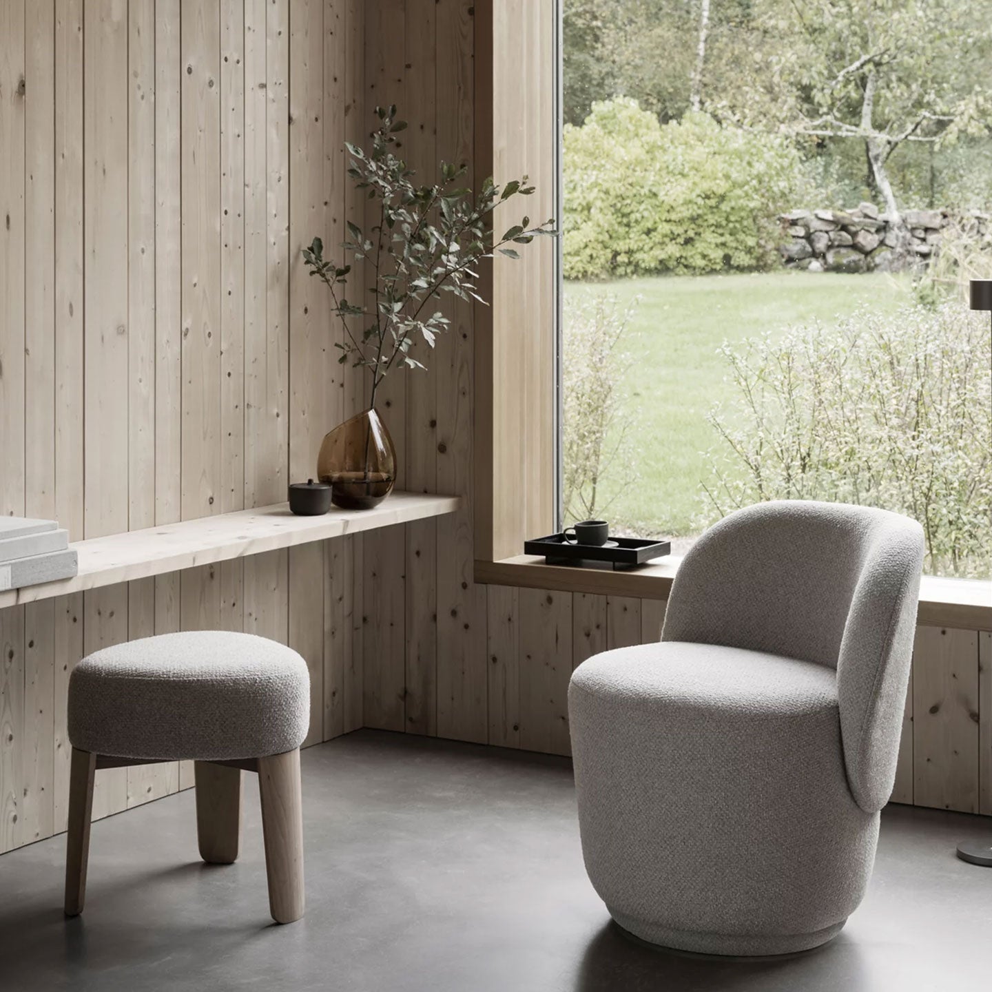 Drehsessel KUON in Stoff Boucla - Sessel Stoff