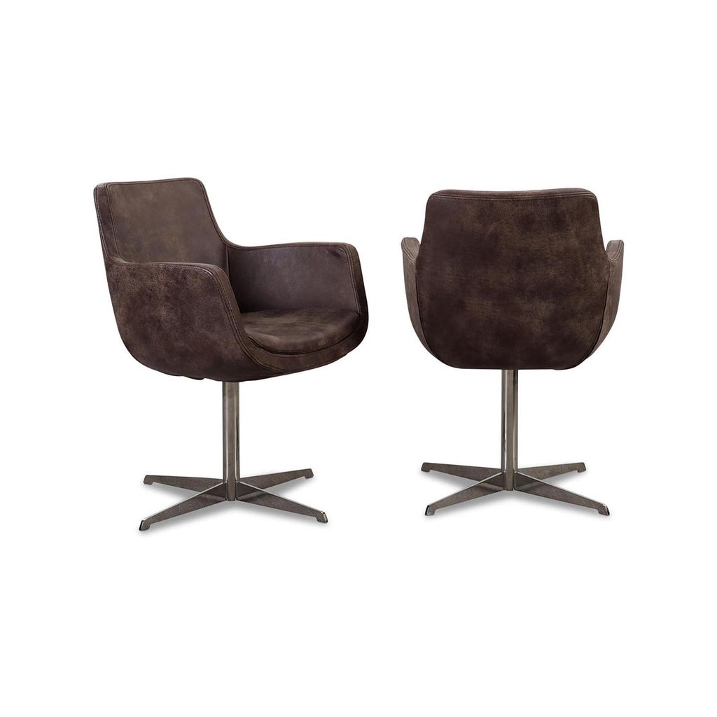 Drehstuhl ANNABEL 2er Set in Leder Africa tanganica - Stuhl Leder