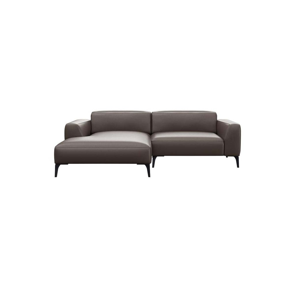 Ecksofa 0161 VOLUZZI in Leder Omaha - chestnut brown / Longchair links - Ecksofa Leder
