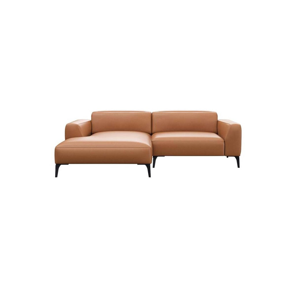 Ecksofa 0161 VOLUZZI in Leder Omaha - cognac brown / Longchair links - Ecksofa Leder