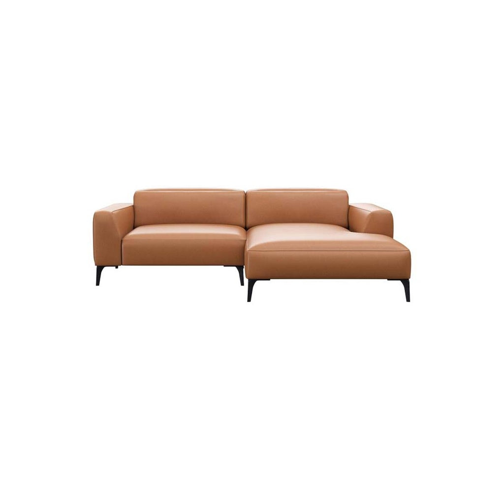 Ecksofa 0161 VOLUZZI in Leder Omaha - cognac brown / Longchair rechts - Ecksofa Leder