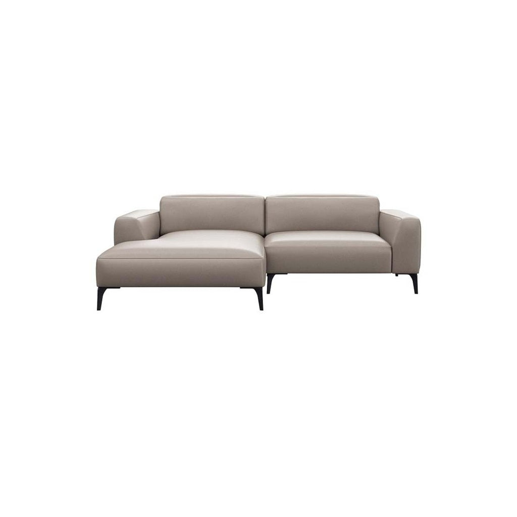 Ecksofa 0161 VOLUZZI in Leder Omaha - slate grey / Longchair links - Ecksofa Leder