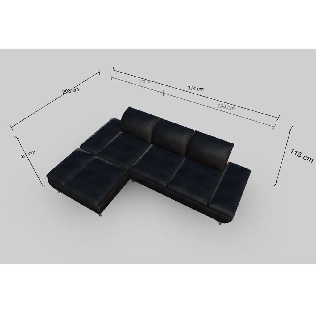 Ecksofa 15281 TAOO Variante in Leder Z77 black pearl - Sitzdesign