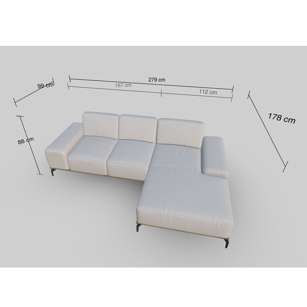 Ecksofa 16555 RUN in Stoff W82 ecru - Sitzdesign