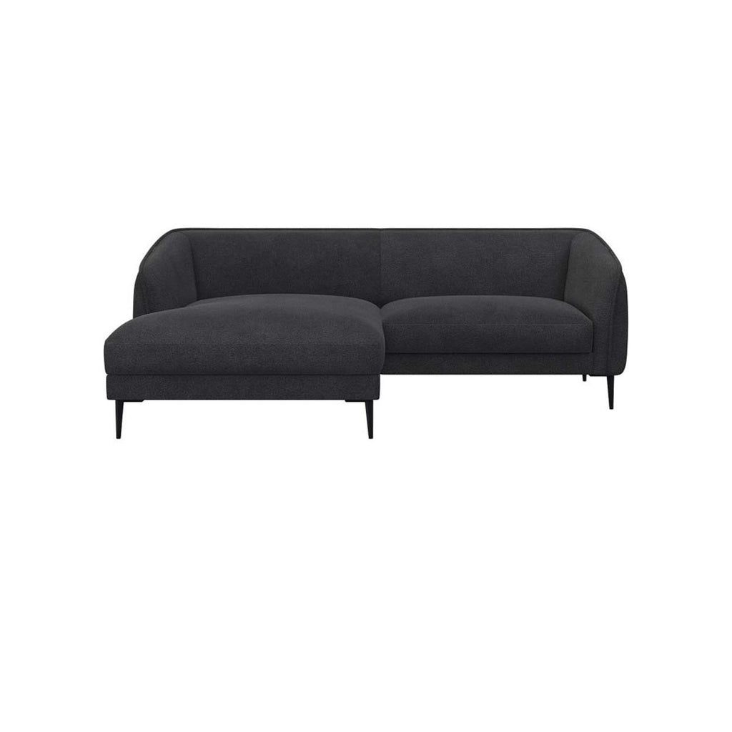Ecksofa Belle in Stoff Bormio - 1221 anthracite grey / Longchair links - Ecksofa Stoff