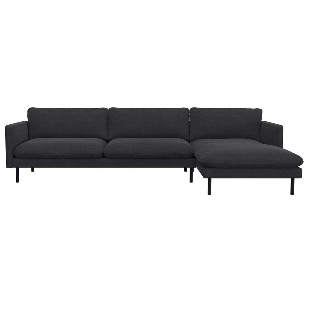 Ecksofa Bolzano in Stoff Melina - 1241 deep grey / Longchair rechts - Ecksofa Stoff