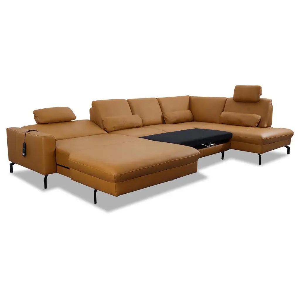Ecksofa EM20028 in Leder Vivre kurkuma - Ecksofa Leder