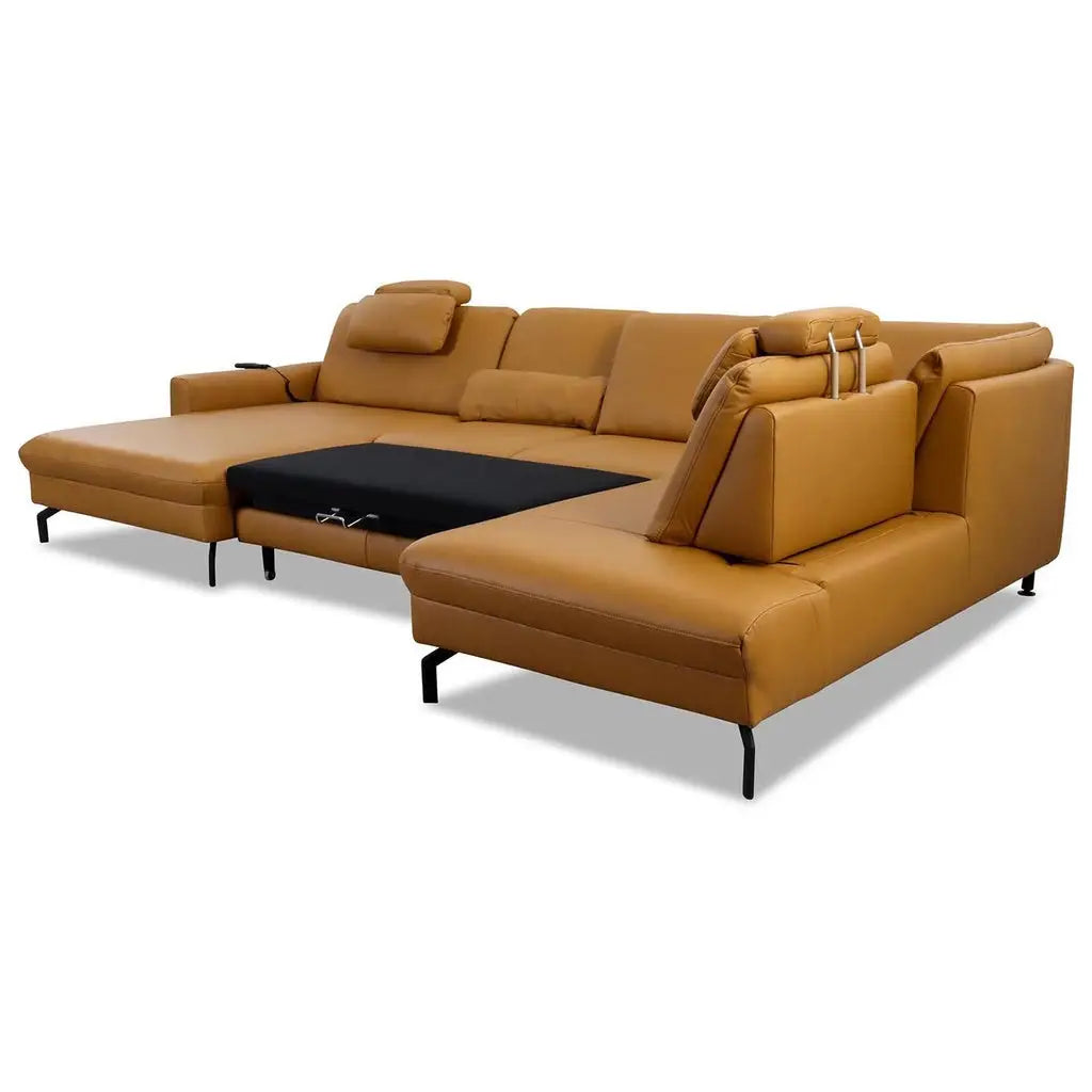 Ecksofa EM20028 in Leder Vivre kurkuma - Ecksofa Leder