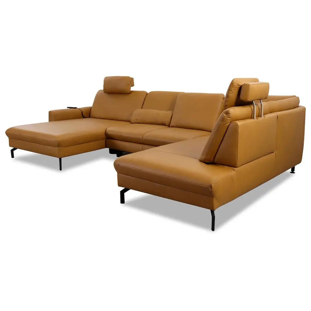 Ecksofa EM20028 in Leder Vivre kurkuma - Ecksofa Leder