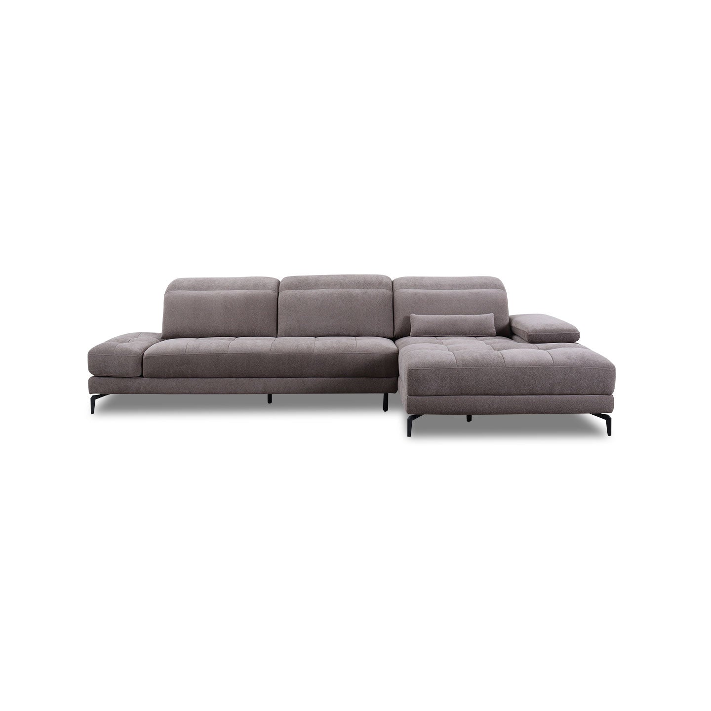 Ecksofa KF8335 in Stoff mit Motor - Ash / vorstehend rechts - Ecksofa Stoff