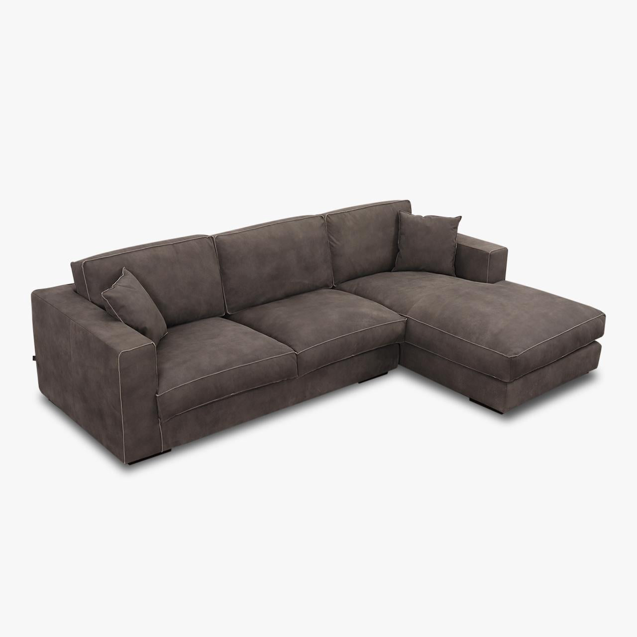 Ecksofa Lounge BEN in Leder Congo lava - Ecksofa Leder