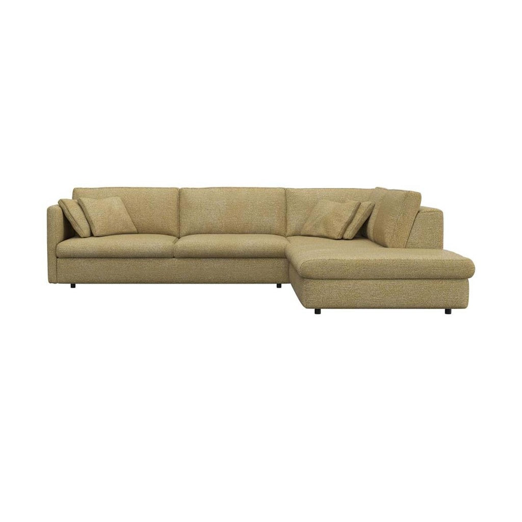 Ecksofa Lovane in Stoff Venezia - 1382 mustard yellow / Ecksofa rechts - Ecksofa Stoff