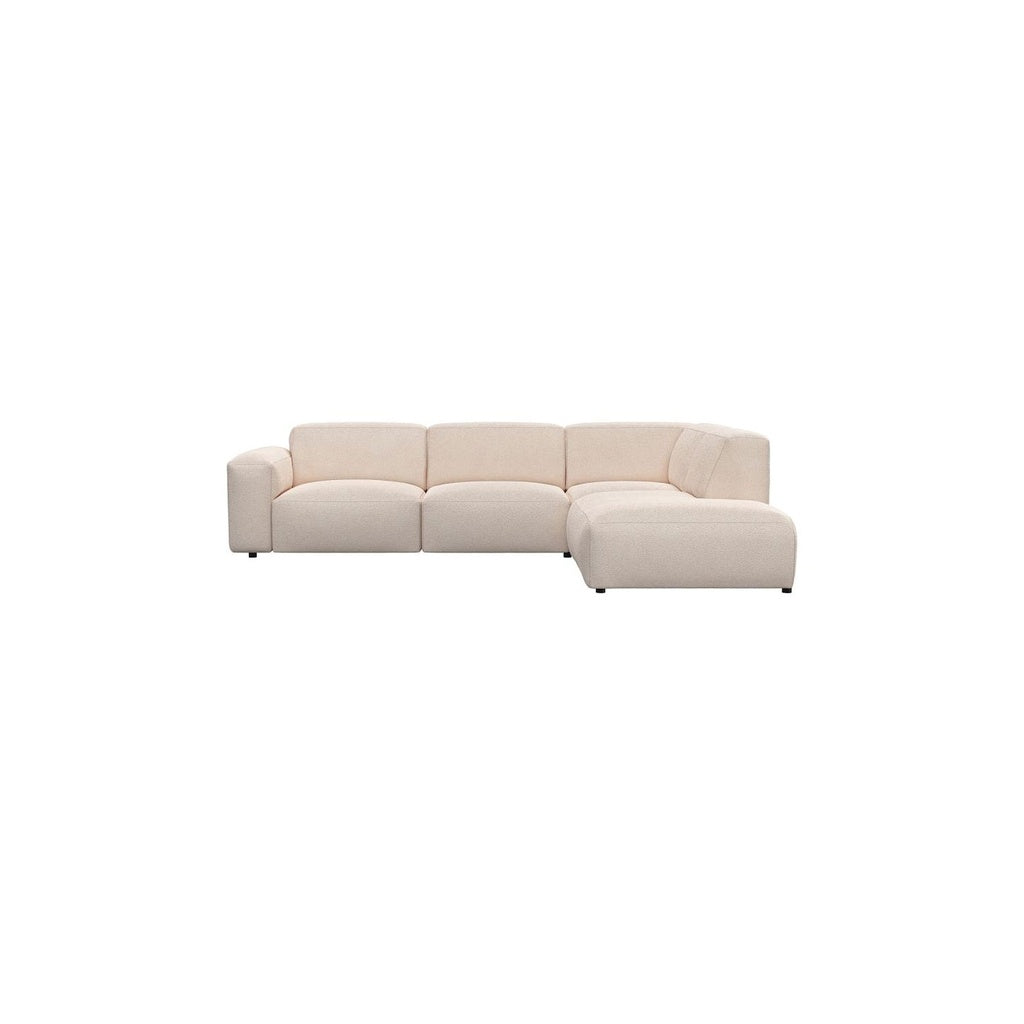 Ecksofa Lucera in Stoff Bormio - 1222 vanilla cream / Ecksofa rechts - Ecksofa Stoff