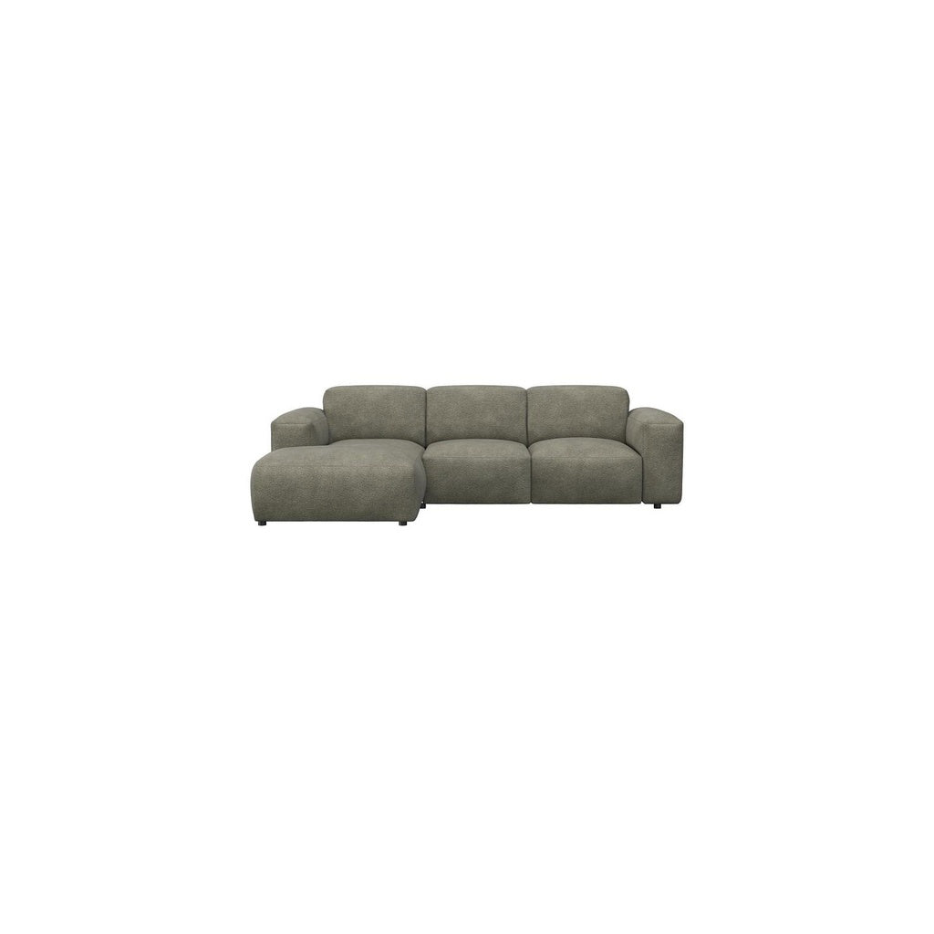 Ecksofa Lucera in Stoff Bormio - 1224 olive / Longchair links - Ecksofa Stoff
