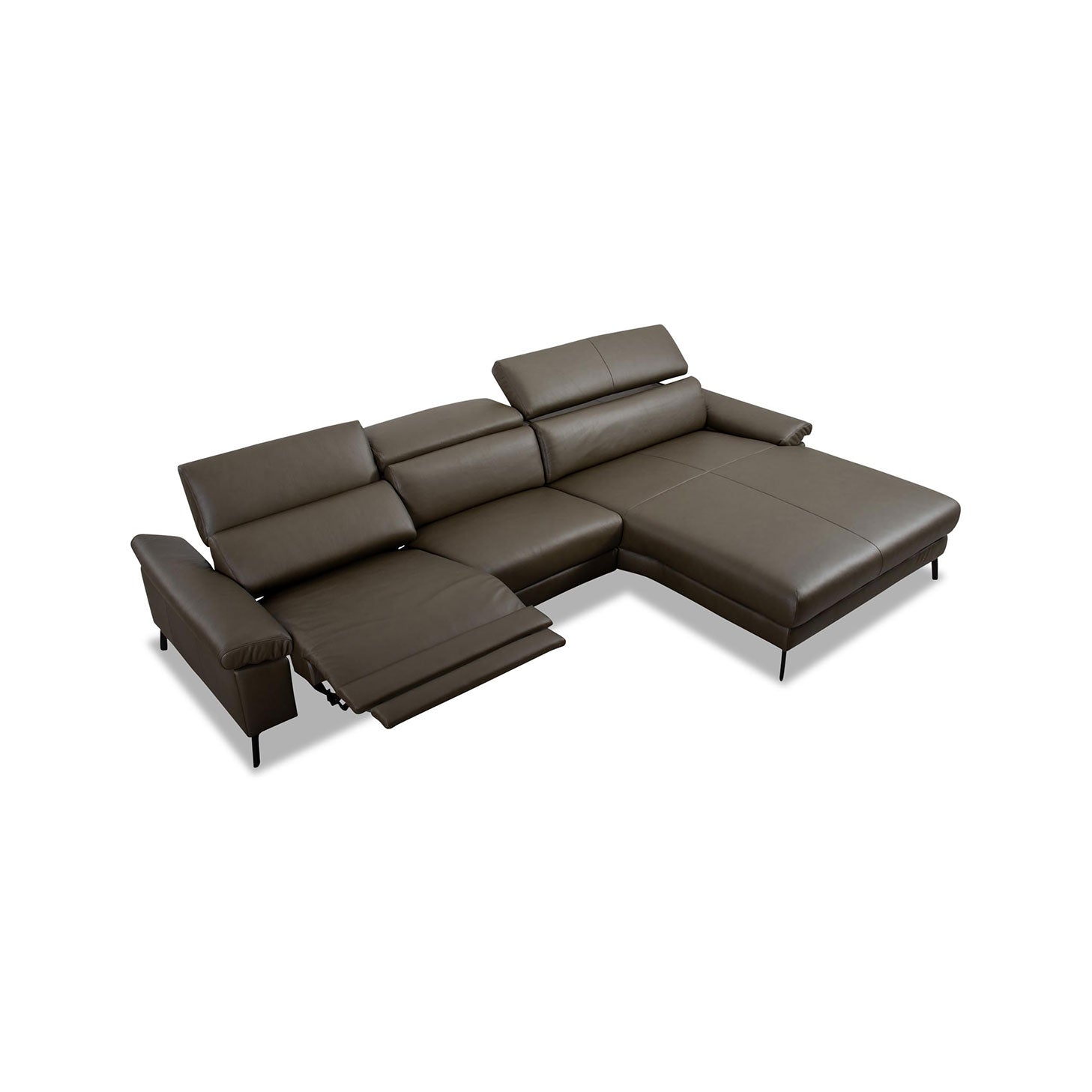 Ecksofa Teramo in Leder Mercury olive - Ecksofa Leder
