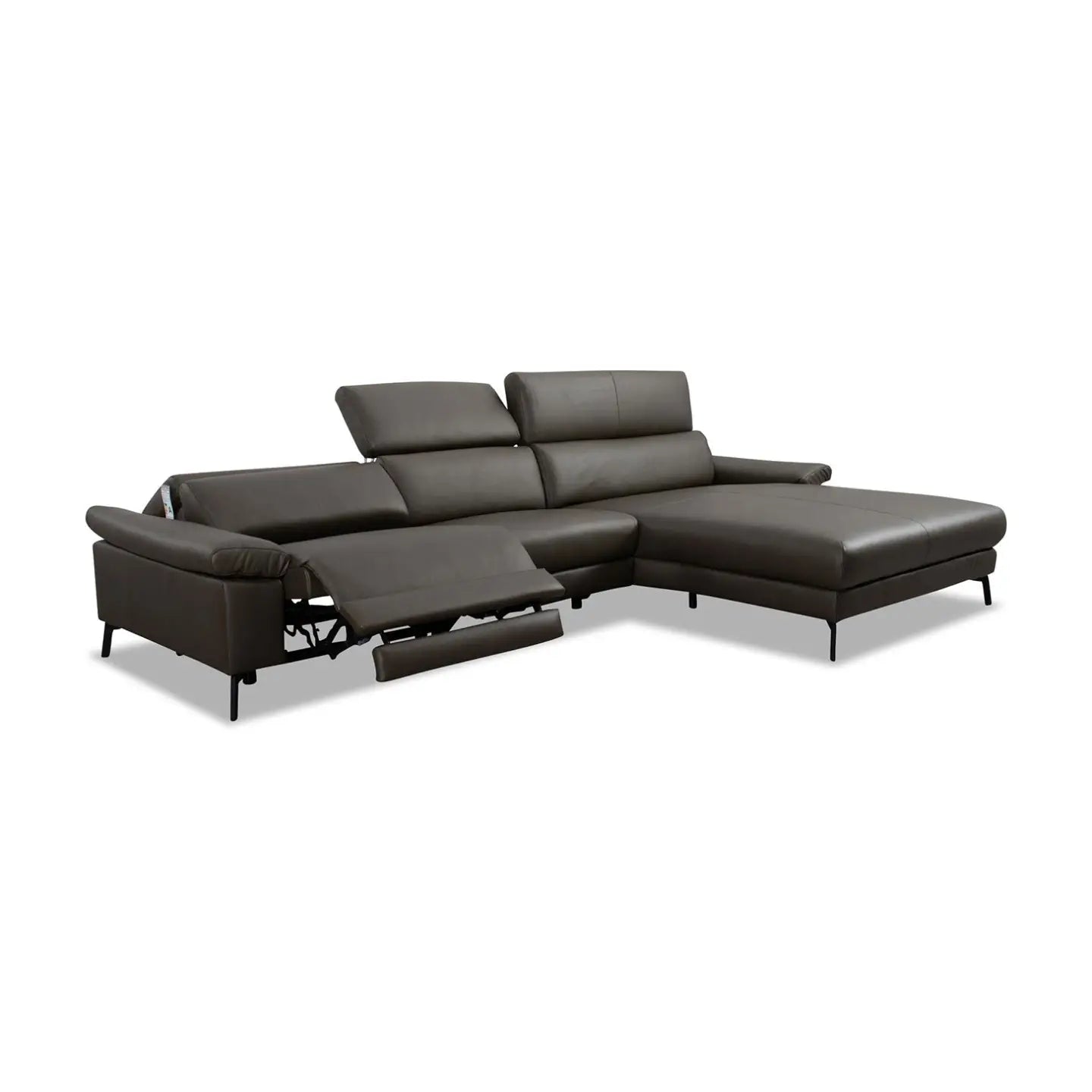 Ecksofa Teramo in Leder Mercury olive - Ecksofa Leder