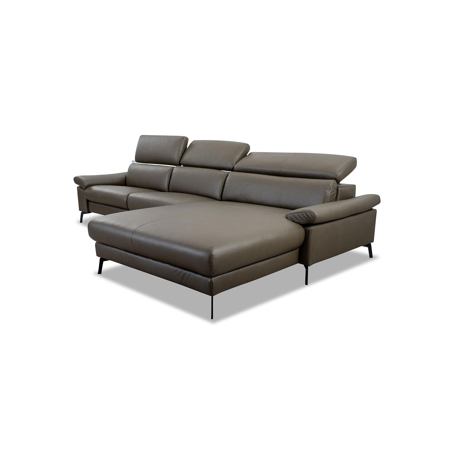 Ecksofa Teramo in Leder Mercury olive - Ecksofa Leder