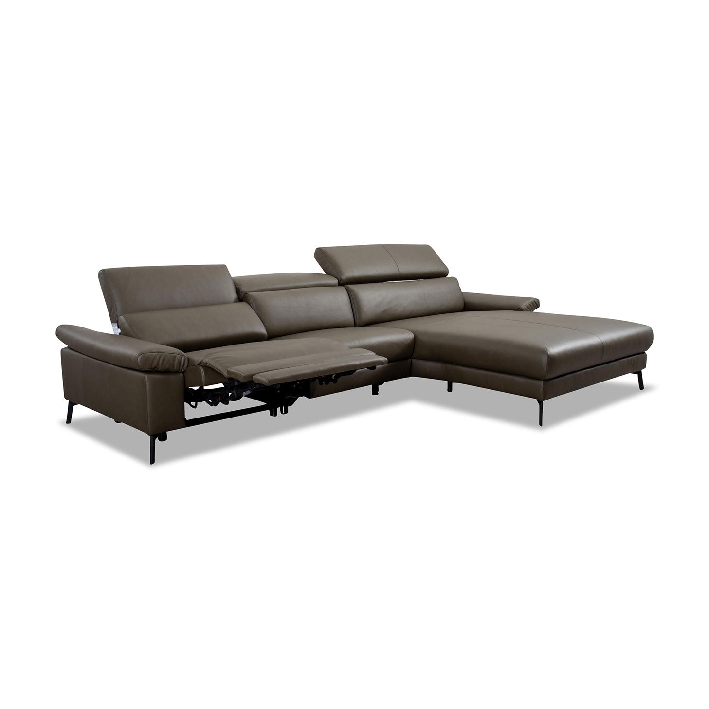 Ecksofa Teramo in Leder Mercury olive - Ecksofa Leder