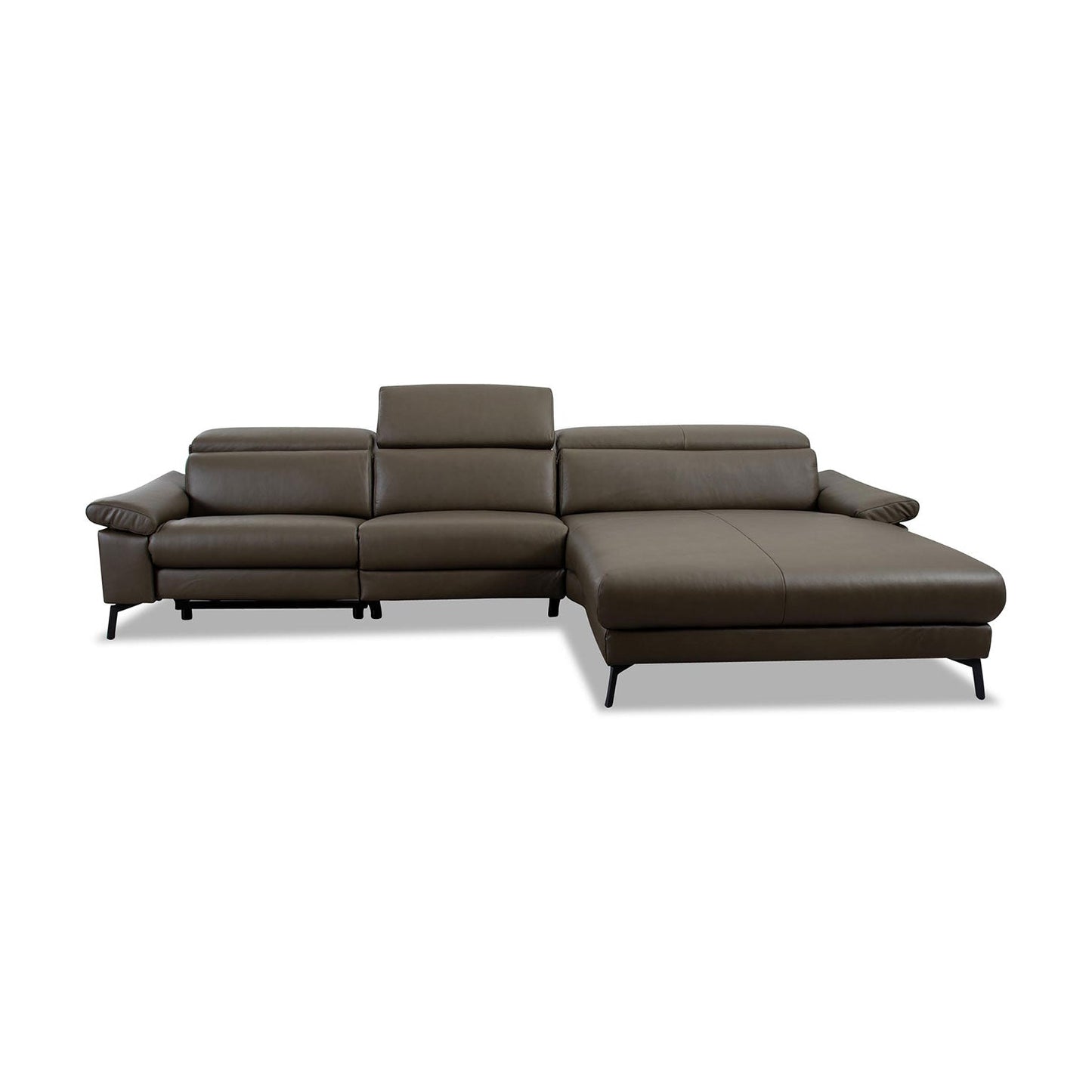 Ecksofa Teramo in Leder Mercury olive - Ecksofa Leder