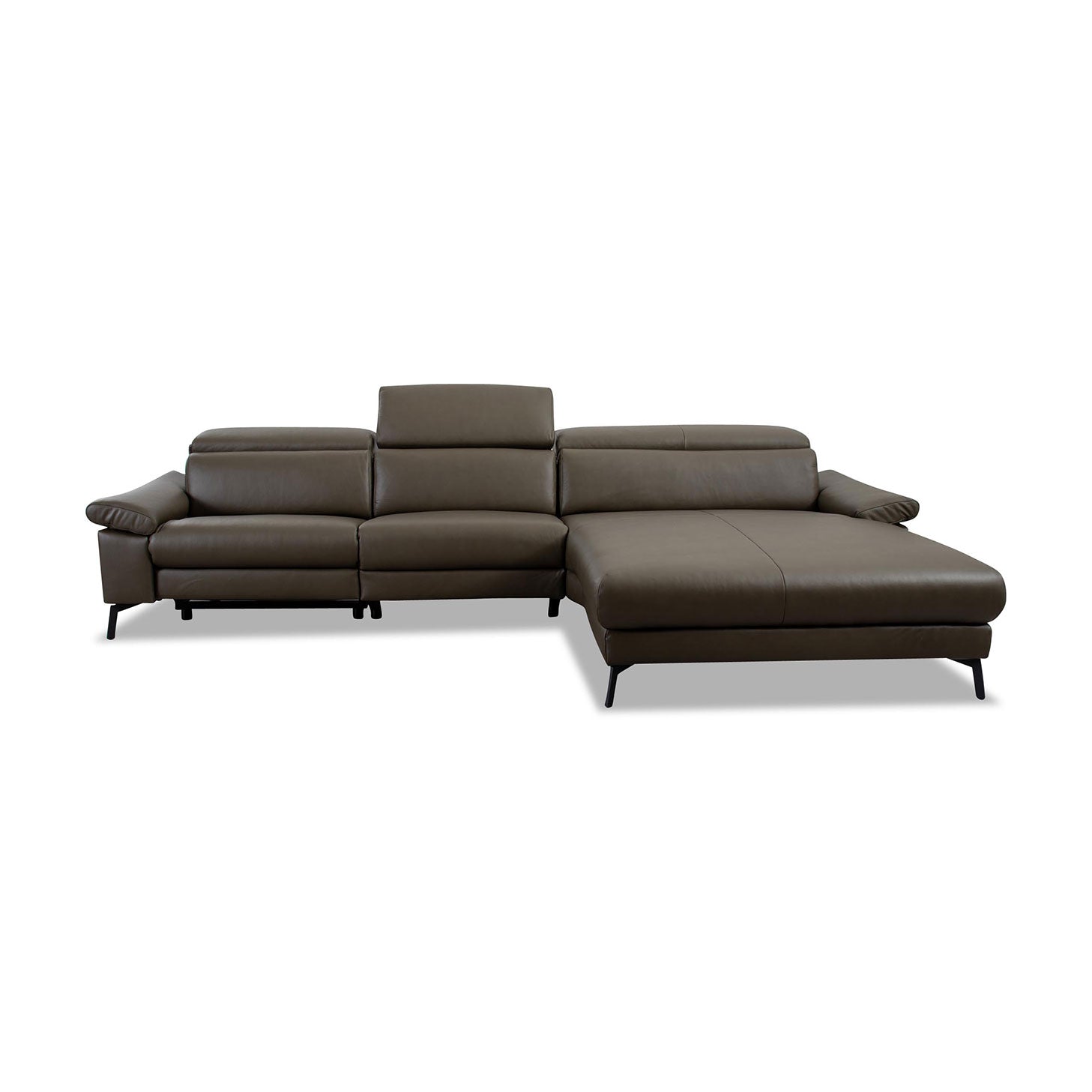 Ecksofa Teramo in Leder Mercury olive - Ecksofa Leder