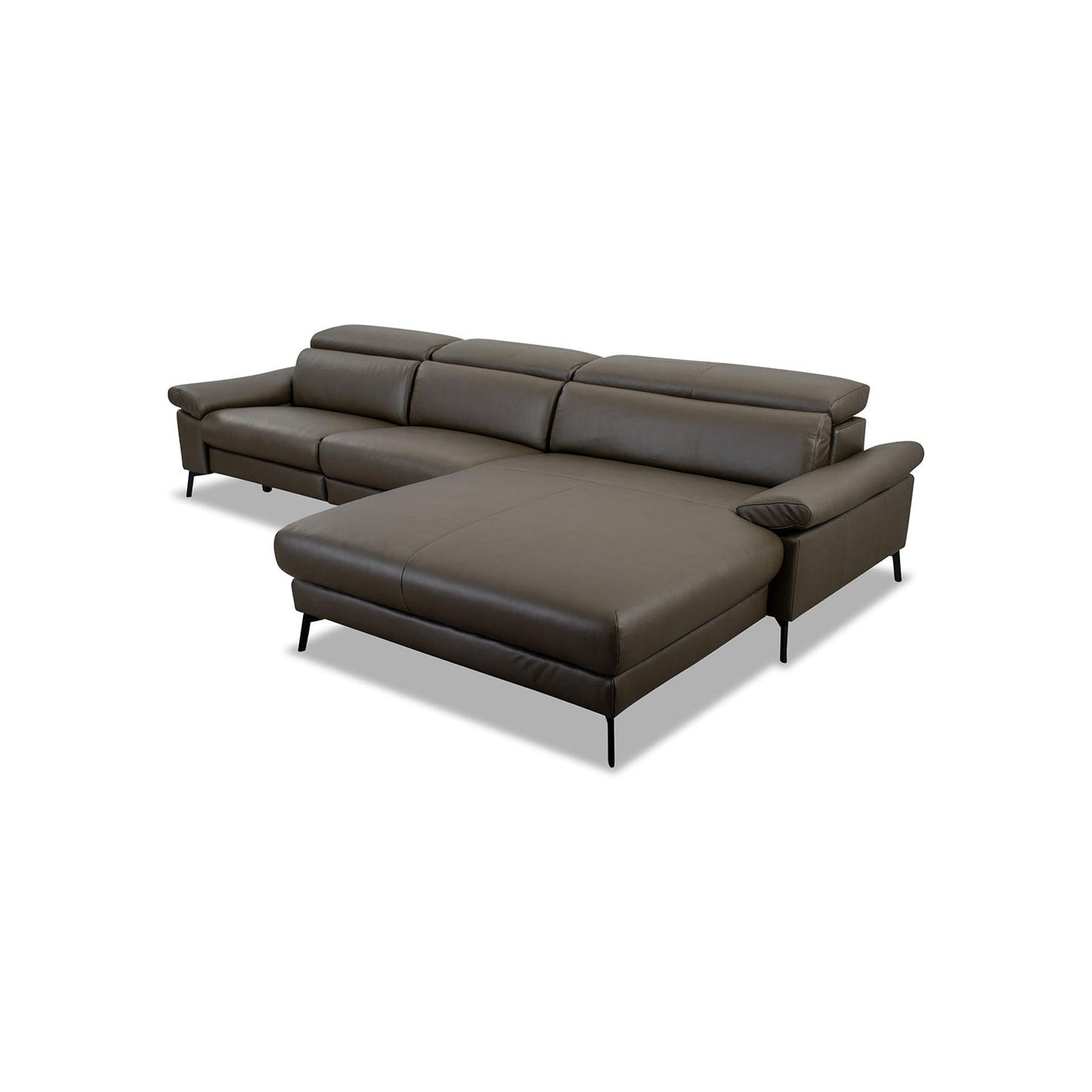 Ecksofa Teramo in Leder Mercury olive - Ecksofa Leder