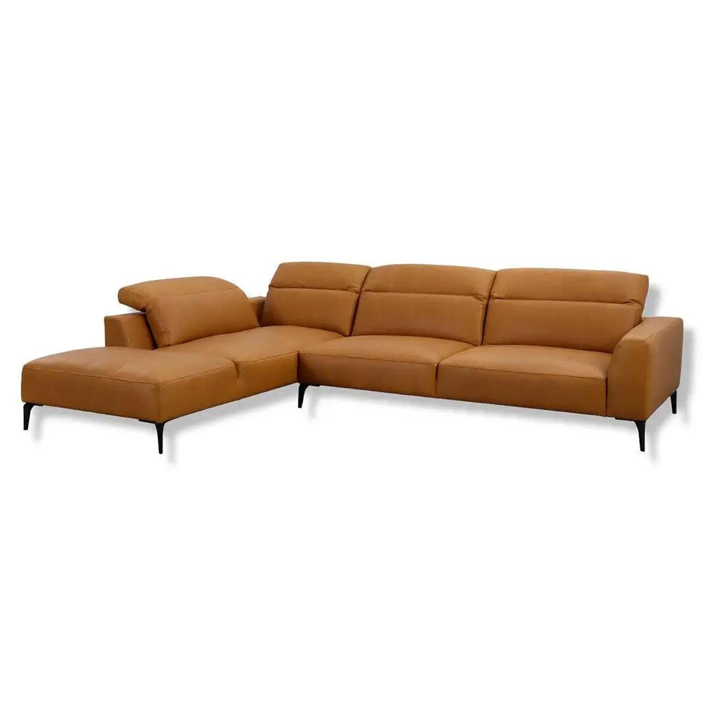 Ecksofa VOLUZZI in Leder Nature cognac - Ecksofa Leder