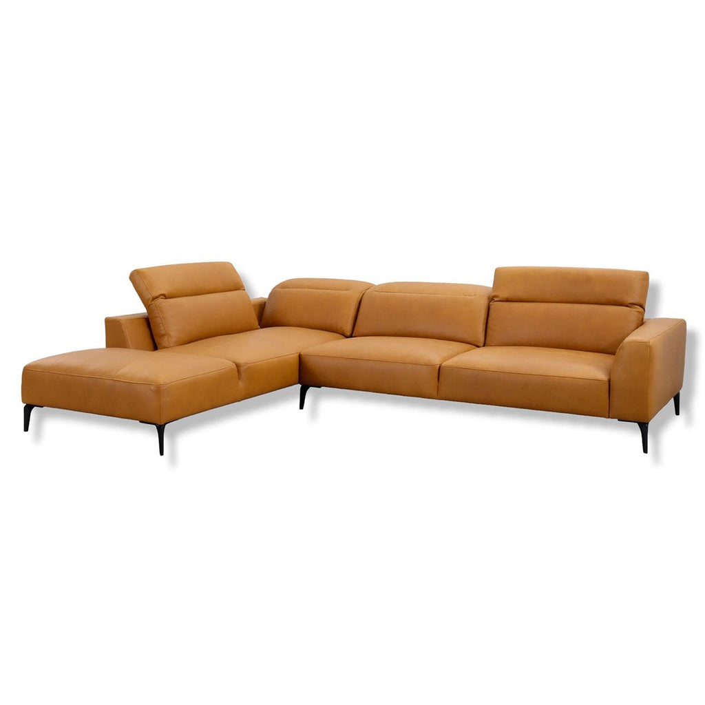 Ecksofa VOLUZZI in Leder Nature cognac - Ecksofa Leder