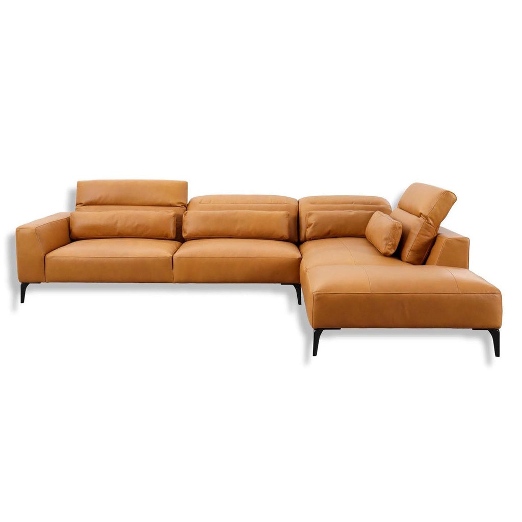 Ecksofa VOLUZZI in Leder Nature cognac - vorstehend rechts - Ecksofa Leder
