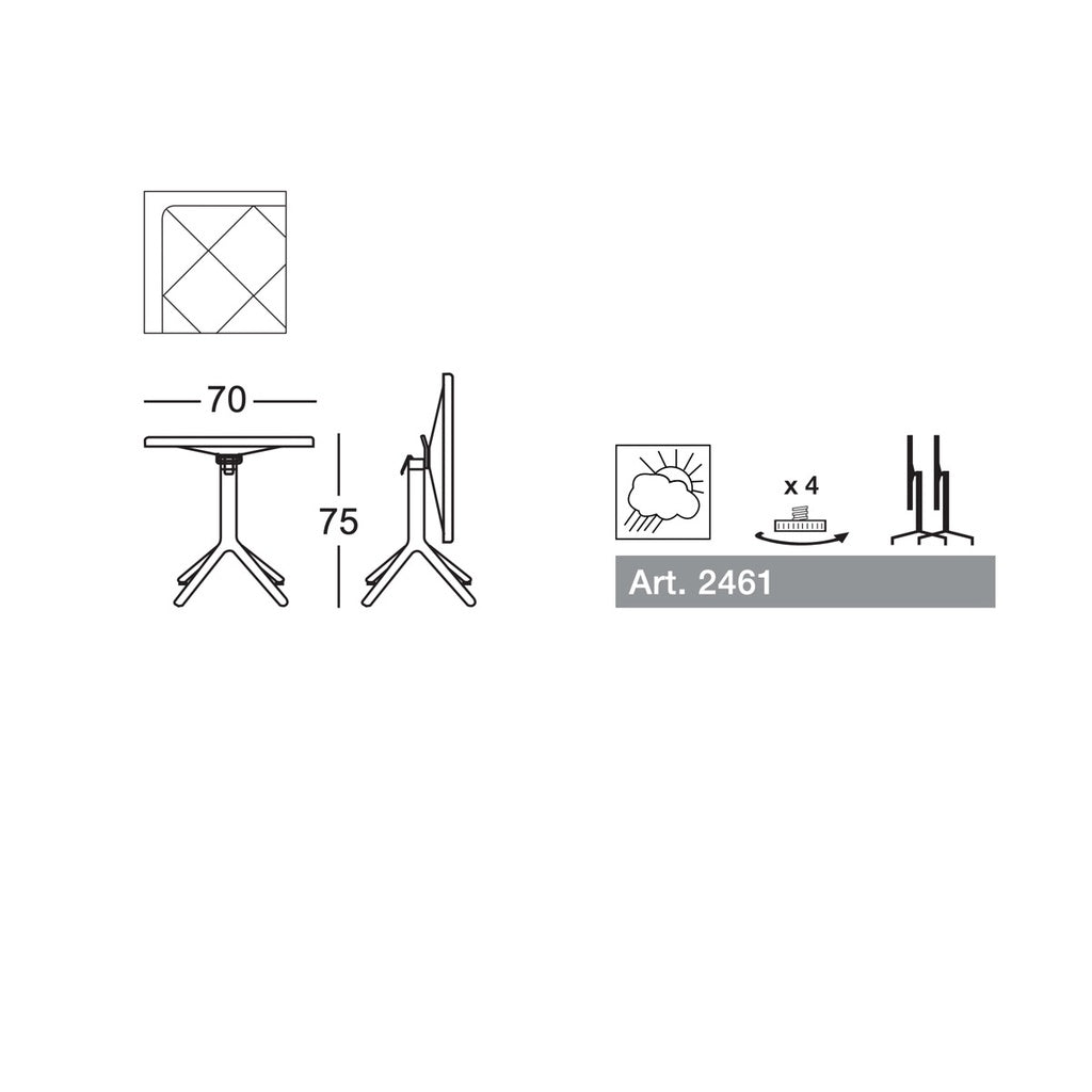 ECO 70x70 Tisch 2461 klappbar - Gartentisch