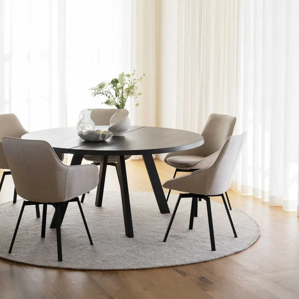 Esstisch Fred Ø160cm in Esche schwarz - Esstisch Massivholz