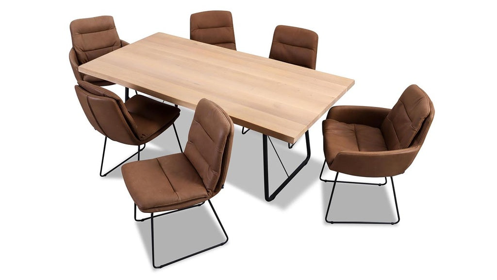 Esstisch ROLLER rechteckig 200x100cm in Eiche white wash - Esstisch Massivholz