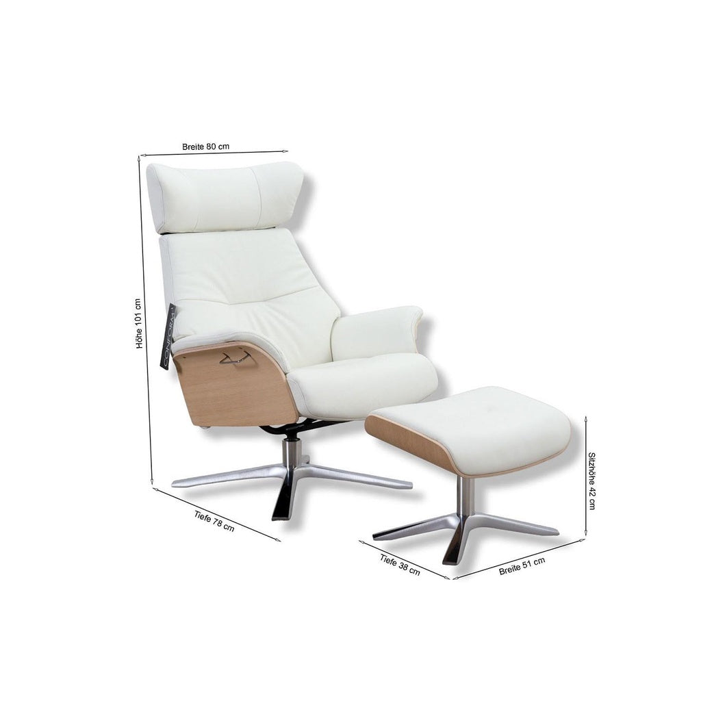 Fernsehsessel Air in Leder Fantasy pure white - Sessel Leder