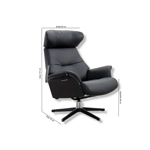 Bild 1 in Galerieansicht laden. Fernsehsessel Air in Leder Fantasy schwarz - Sessel Leder