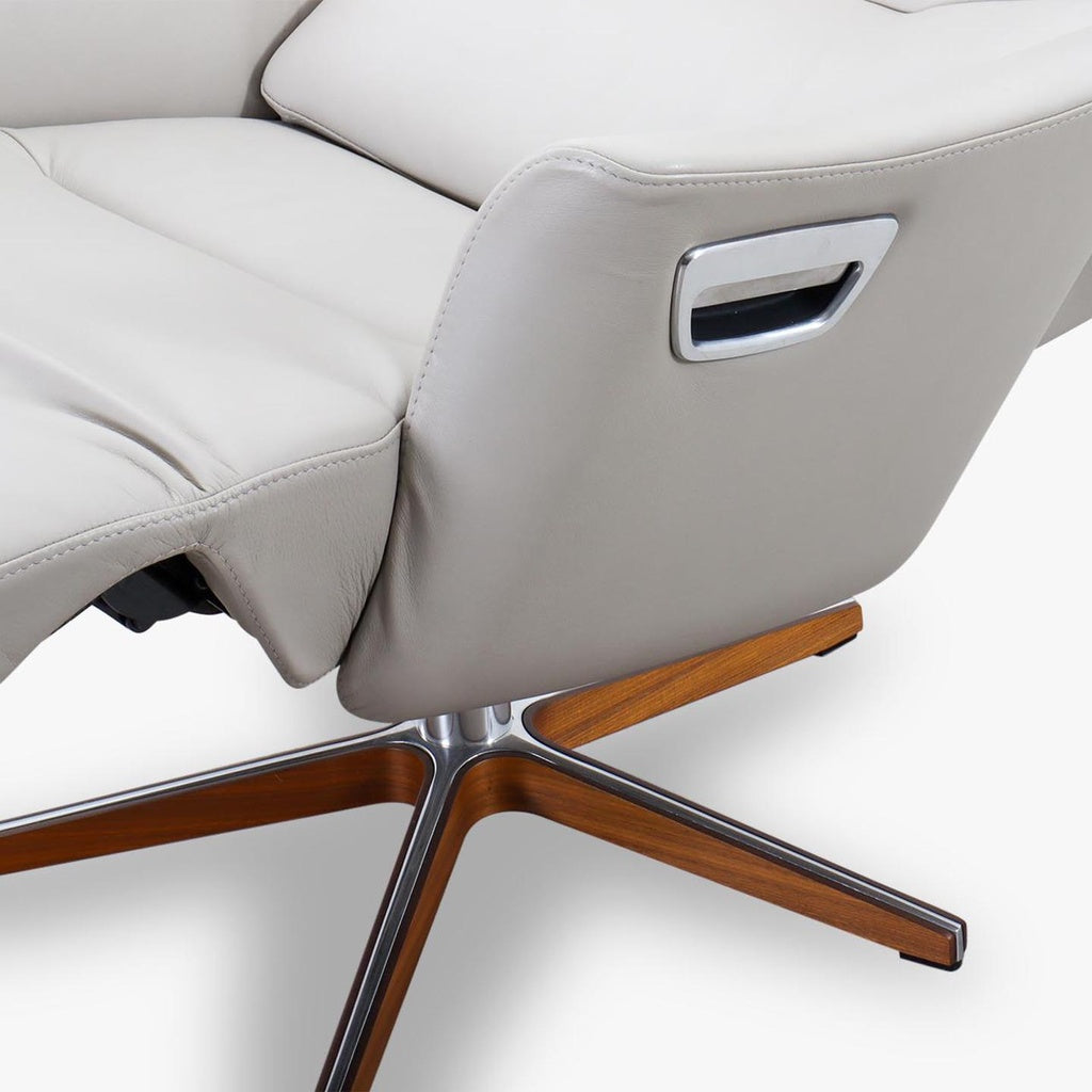 Fernsehsessel Beyoung mit Fussteil in Leder Nappa cement - Relaxsessel Leder