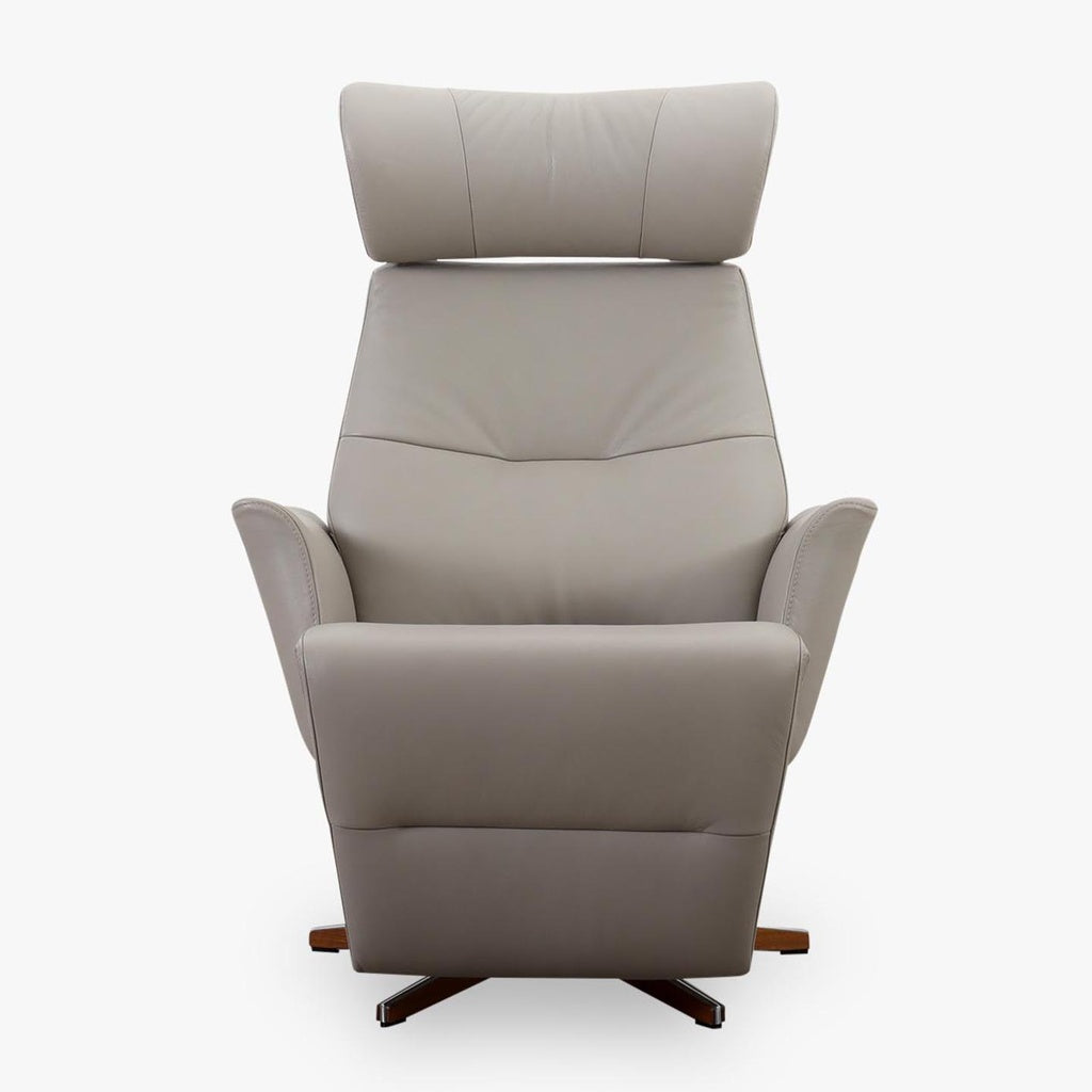 Fernsehsessel Beyoung mit Fussteil in Leder Nappa cement - Relaxsessel Leder