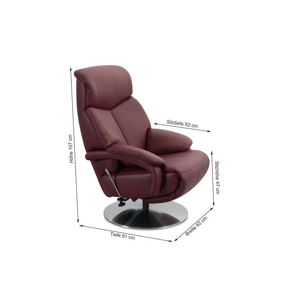 Fernsehsessel Cosy Relax CR15029 in Leder Credo barolo - Relaxsessel Leder