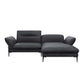 Flexlux Ecksofa Salino in Leder Nature - 0723 jade black / Longchair rechts - Ecksofa Leder